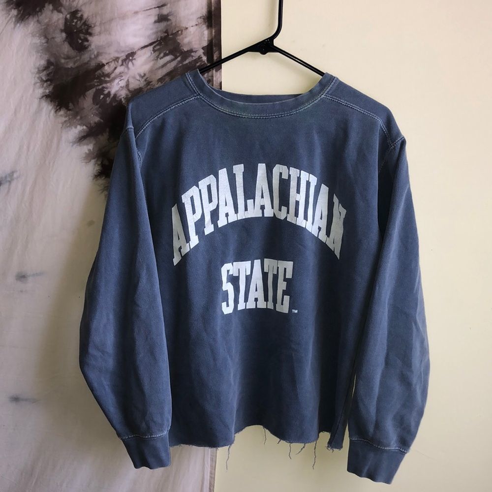 Appalachian State Distressed Grey/Blue Crewneck Pullover Sweatshirt